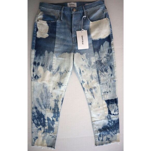 Frame Women's Sz 27 Blue Le Original Bleached High Rise Straight Fit Jeans